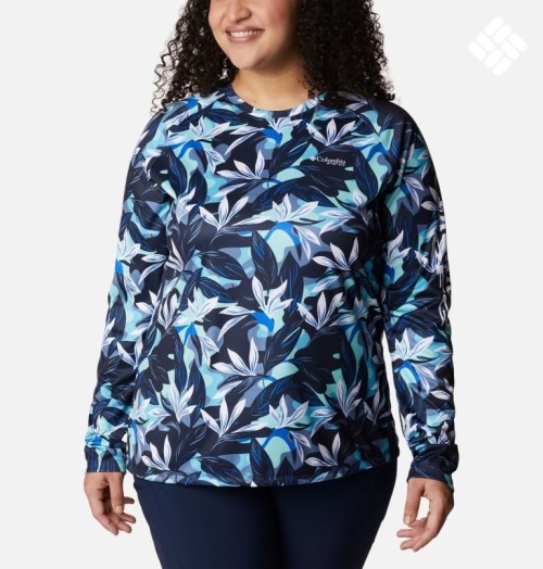 Hanorace Columbia PFG Super Tidal Tee II Long Sleeve Dama Flori | Plus Size EDZ81AS70